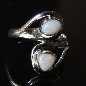 Australian Opal Ring Multi Fire Stone 925 Sterling Silver Jewelry Adjustable Size Gift For Her Handmade Jewelry One Of A Kind MS