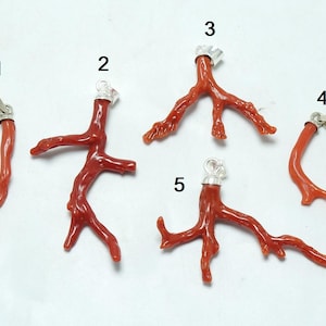 Red Coral Natural Rough Polished Stick 925 Sterling Silver Pendant Branches Gift For Her Fashionable Jewelry One Of A Kind  P-10