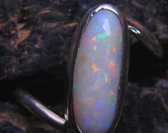 Australischer Opal Ring-Silber-Oktober Birthstone-Solid Opal Ring-5US Größe-Handgefertigter Schmuck Geschenk für Her-MS