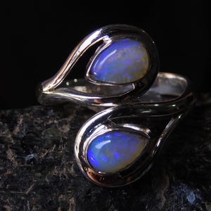 Australian Opal Ring Multi Fire Stone 925 Sterling Silver Jewelry Adjustable Size Gift For Her Handmade Jewelry One Of A Kind MS