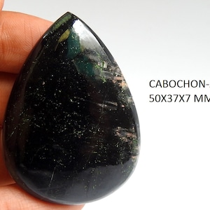 Tormalina nera liscia a forma di pera Cabochon/Fatto a mano/Pietra curativa/Pietre preziose per gioielli/Pendente/Unico nel suo genere/100% naturale C-67