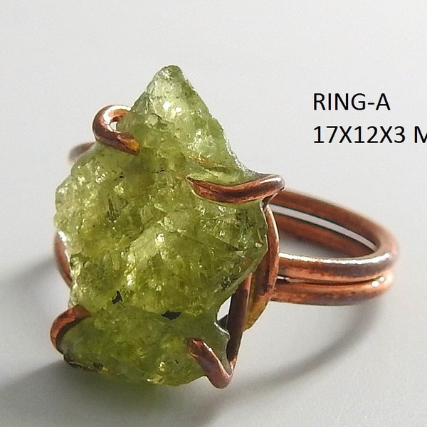 Grossular Garnet Natural Rough Wire Wrapping Copper Ring/Minerals/Loose Raw Stone/Personalized Gift/One Of A Kind/Wholesales/Supplies  CAB-7