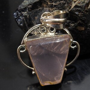 Rose Quartz Silver Polished Bras Pendant/23X19X9MM Approx/Gift For Her/Fashionable Jewelry/One Of kind/Wholesales/Supplies/P-22