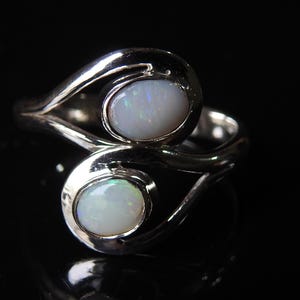 Australian Opal Ring Multi Fire Stone 925 Sterling Silver Jewelry Adjustable Size Gift For Her Handmade Jewelry One Of A Kind MS