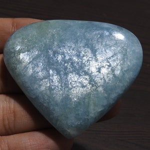 Cabochão de feldspato em formato de pêra suave Aquamarine/47X56X9 MM Aprox/pedra preciosa solta para fazer joias/Um de um tipo/Suprimentos de atacado/C-01