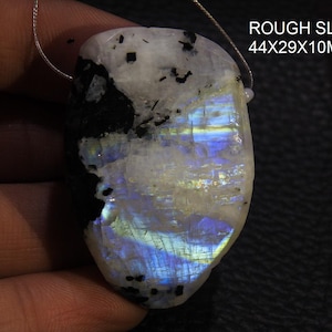 White Rainbow Moonstone Multi Flashy Fire Polished Rough  Slice/Raw Stone/Sideways Drill Hole/For Making Jewelry/Pendent/100%Natural C-20
