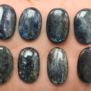 Cabochon lisse en cyanite bleue, lot de 8 pièces, 29 x 18 x 5 à 27 x 18 x 5 mm, environ pierres précieuses faites à la main, pierre en vrac pour la fabrication de bijoux, 100 % naturel C-80