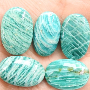 Amazonit Glatt Cabochon Lot/5Stück 24X22To19X16MM/Handgefertigte Edelsteine/Herstellungsart: Anhänger/Schmuck/Unikat/100%Natur/C-78