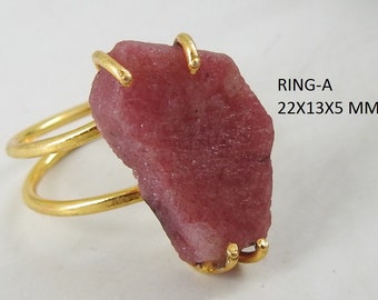 Ruby Natural Rough Wire Wrapping 14 Gold Plated Copper Adjustable Ring/Loose Raw Stone/Gift For Her/Fashionable Jewelry/One Of A Kind/R11
