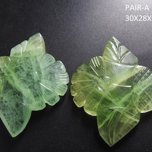 Paire de cabochons à sculpter en fluorite verte/pierres précieuses faites main/pour la fabrication de bijoux/100 % naturel/MSG-C-59