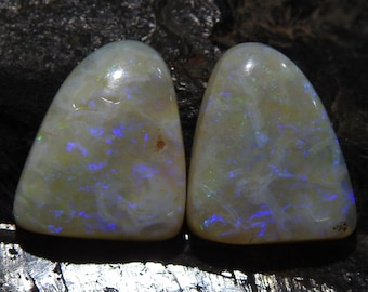Australian Opal Matched Pair Multi Fire Smooth Polished Fancy Shape 13X11X4MM For Making Jewelry One Of A Kind MS