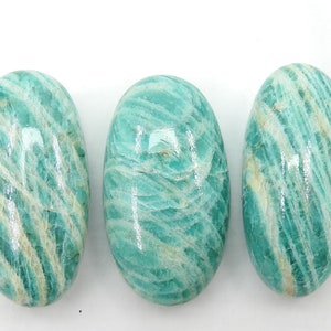 Amazonit Glatte Oval Form Cabochon Lot/3 Stück 33X32To18X15MM/Handgefertigter Edelstein/Für die Herstellung von Schmuck/Einzigartig/100%Natürlich/C-78