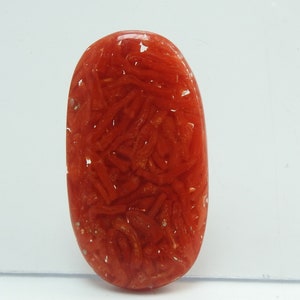 Cabochon lisse en forme de poire, corail cuivré stabilisé/46X25X6 mm/pierres précieuses faites main/pour la fabrication de bijoux/C-62 unique en son genre