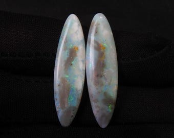 Australian Opal Matched Pair Multi Fire Smooth Polished Marquise Shape 36X9X1MM For Making Jewelry One Of A Kind MS