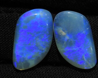 Australian Opal Matched Pair Multi Fire Smooth Polished Fancy Shape For Making Jewelry One Of A Kind 16X9X2MM Handmade Loose Stone MS