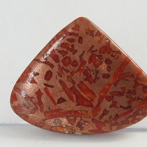 Cabochon lisse en forme de poire, corail en cuivre stabilisé/28X35X4 MM environ/Pierres précieuses faites main/pour la fabrication de bijoux/C-62 unique en son genre