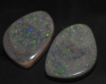 Australian Opal Multi Fire Smooth Fancy Shape Matched Pair/19X14X3MM/Handmade Loose Stone/For Making Earring Jewelry/One of Kind/MS
