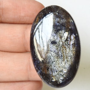 Cabochon de forme ovale lisse en pierre de soleil Iolite/Feldspath/42X25X7 MM environ/Pierre lâche/pour la fabrication de bijoux/pendentif/C-104 100 % naturel