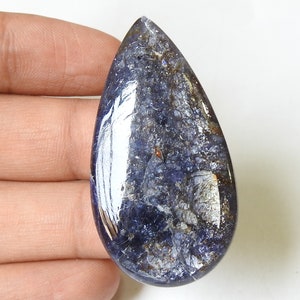 Cabochon lisse en forme de poire avec pierre de soleil Iolite/Feldspath/51X27X6 MM environ/Pierre lâche/pour la fabrication de bijoux/pendentif/C-104 100 % naturel