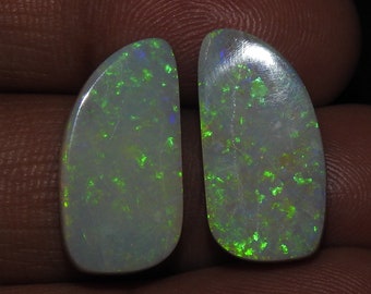 Australian Opal Multi Fire Smooth Fancy Shape Matched Pair/22X11X3MM/Handmade Loose Stone/For Making Earring Jewelry/One of Kind/MS