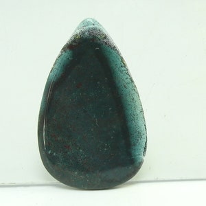 Cabochon lisse en forme de poire, jaspe sanguin, 54 x 33 x 2 mm/fait main/pierre libre/pour la fabrication de bijoux/pendentif/pièce unique en son genre C-114 100 % naturel