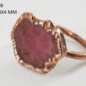 Ruby Natural Rough Electra Plated Copper Ring/Loose Raw Stone/Gift For Her/Fashionable Jewelry/One OF A Kind/R11