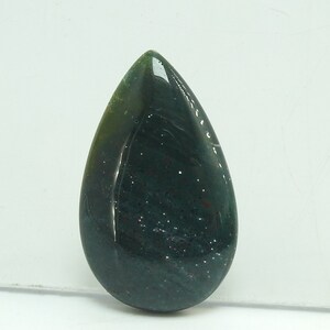 Cabochon lisse en forme de poire, jaspe sanguin, 38 x 23 x 6 mm, fait main, pierre non sertie, pour la fabrication de bijoux, pendentif, pièce unique, 100 % naturel C-114