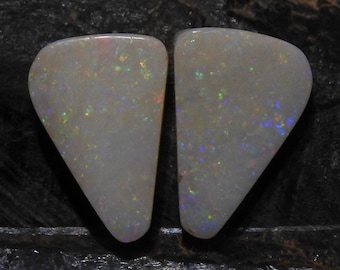 Australian Opal Multi Fire Smooth Fancy Shape Matched Pair 12X8X3MM/Handmade Loose Stone/For Making Earring Jewelry/One of Kind/MS