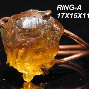 Citrin Natürliche Kristall Roh Draht Verpackung Kupfer Ring/Rohstein/Mineralien/Geschenk für Sie/Modische Schmuck/Einzelstück R5