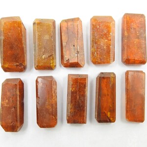 Lot de 10 cabochons à facettes en cyanite orange, 18 x 8 x 4 à 20 x 9 x 5 mm environ/pierres précieuses faites main/pierres non serties/pour la fabrication de bijoux/100 % naturel/C-80