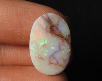 Cabujón de ópalo australiano multifuego, forma ovalada lisa, 21 x 14 x 4 mm aprox., para hacer joyas, piedra natural, piedra preciosa suelta MS