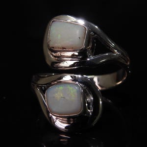 Australian Opal Ring Multi Fire Stone 925 Sterling Silver Jewelry Adjustable Size Gift For Her Handmade Jewelry One Of A Kind MS