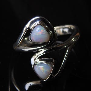 Australian Opal Ring Multi Fire Stone 925 Sterling Silver Jewelry Adjustable Size Gift For Her Handmade Jewelry One Of A Kind MS