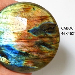 Labradorite Cabochon,Faceted,Round Shape,Handmade,Loose Stone,Pendent,Multi Fire,For Making Jewelry,Wholesales,Supplies C-100
