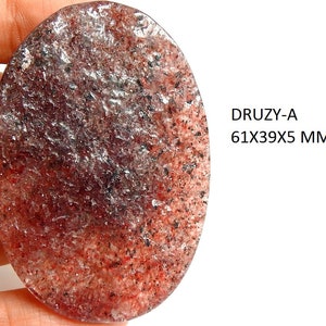 Erdbeer Sonnenstein Quarz Druzy Cabochon / handgemachter loser roher Stein / Für die Schmuckherstellung / Großhändler / Zubehör / 100% natürlich / C-37