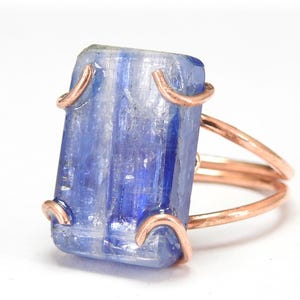 Kyanit Draht Gewickelt Einstellbar Kupfer Ring Lose Rohstein Geschenk Für Sie Modische Schmuck Einzigartig R19