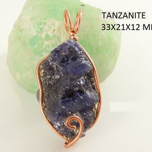 Natural Gemstone Rough Copper Wire Wrapped Pendant/Wire Wrapping Jewelry/Loose Raw Stone/Minerals Gemstone/P-21