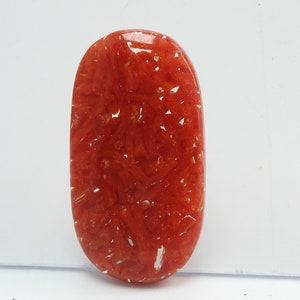 Cabochon de forme ovale lisse corail en cuivre stabilisé/47X25X6 mm/pierres précieuses faites main/pour la fabrication de bijoux/C-62 unique en son genre