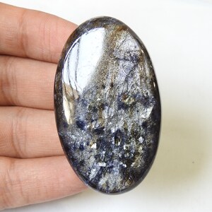 Cabochon de forme ovale lisse en pierre de soleil Iolite/Feldspath/55X33X8 MM environ/Pierre lâche/pour la fabrication de bijoux/pendentif/C-104 100 % naturel