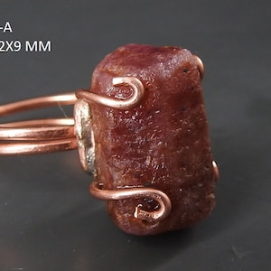 Ruby Natural Crystal Rough Wire Wrapping Copper Ring/Loose Raw Stone/Gift For Her/Fashionable Jewelry/One Of A Kind/R11