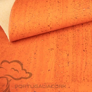 SUBERISE Cork Leather Orange 50x140 cm - an eco-friendly cork fabric from Portugal, perfect for sewing handbags and DIY handcrafts