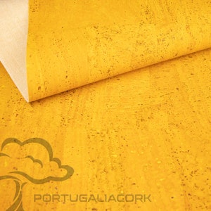 SUBERISE Corcho Cuero Amarillo 50x140 cm - un tejido de corcho ecológico de Portugal, perfecto para coser bolsos y manualidades