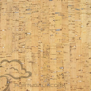 SUBERISE コルクレザー ナチュラル シルバー 50 x 140 cm - ポルトガル産の環境に優しいコルク生地。ハンドバッグや DIY 手工芸品の縫製に最適です。