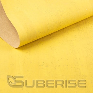 SUBERISE Cork Leather Illuminating yellow 50x70 cm - eco-friendly cork fabric from Portugal, perfect for sewing handbags and DIY handcrafts