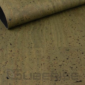 SUBERISE Corcho Cuero Verde Militar 50 x 70 cm - un tejido de corcho ecológico de Portugal, perfecto para coser bolsos y manualidades DIY