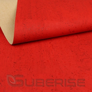 SUBERISE Cork Leather Red candy 50x140 cm - an eco-friendly cork fabric from Portugal, perfect for sewing handbags and DIY handcrafts