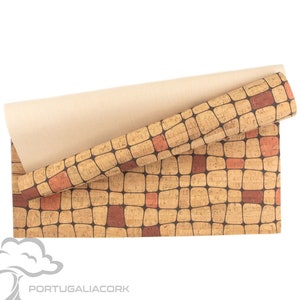 SUBERISE コルクレザープリントスクエア 50 x 70 cm - ポルトガル産の環境に優しいコルク生地。ハンドバッグや DIY 手工芸品の縫製に最適です。