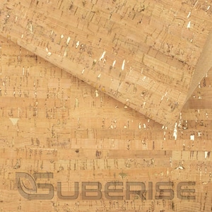 SUBERISE コルクレザー ナチュラル ゴールド 50 x 140 cm - ポルトガル産の環境に優しいコルク生地。ハンドバッグや DIY 手工芸品の縫製に最適です。