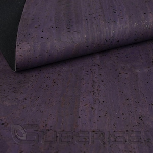 SUBERISE Cork Leather Eggplant 50x140 cm - an eco-friendly cork fabric from Portugal, perfect for sewing handbags and DIY handcrafts