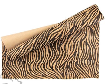 SUBERISE Cortiça Couro estampado Zebra com ouro 50x140cm - tecido de cortiça ecológico de Portugal, perfeito para costurar bolsas e artesanato DIY